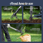 Weed Puller Tool Stand Up Weeder with Long Handle & 4-Claw Steel Head Manual Weed Remover Tool for Lawn and Garden (Steel)