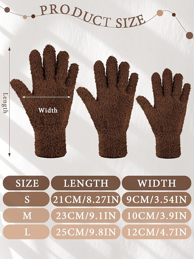 Patelai 3 Pairs Microfiber Plant Dusting Gloves Leaf Cleaning Gloves for Indoor Plants, Blinds, Furniture, House (Black,Brown,Dark Brown,Large)