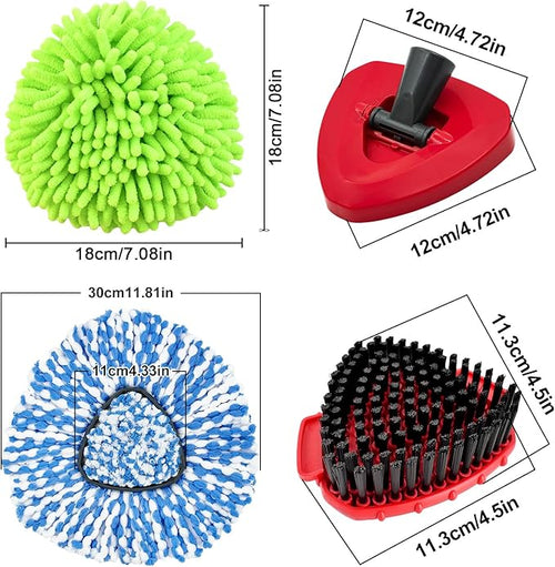 2 Microfiber Mop Head Refills and 2 Chenille Mop Pads,1 Upgrade Scrub Brush 1 Spin Mop Base for O Cedar RinseClean 2 Tank Spin Mop System,Spin Microfiber Mop Refills for Cleaning All Floors