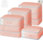 Comforter Storage Bag - Large Capacity Blanket Storage Bags 3-Layer Ultra Space Saving Self Compression Organizer, Washable Compression Bags for Storage Comforter Blanket, 4-Pack, Pink
