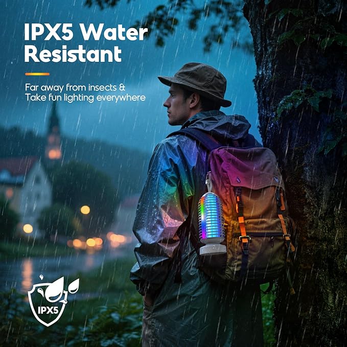 Bug Zapper with Marquee Light, Mosquito Zapper Indoor Outdoor, 4000mAh, Smart Auto On/Off Rechargeable Fly Zapper, Portable Waterproof Insect Killer for Home, Kitchen, Patio, Camping, Party - 2 Packs