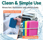 3-in-1 Silicone Scrubber Sponge with Squeegee – Non-Scratch Kitchen Sponge for Dishes, Sink & Bathroom, Quick-Dry, Reusable Cleaning Tool (Teal)