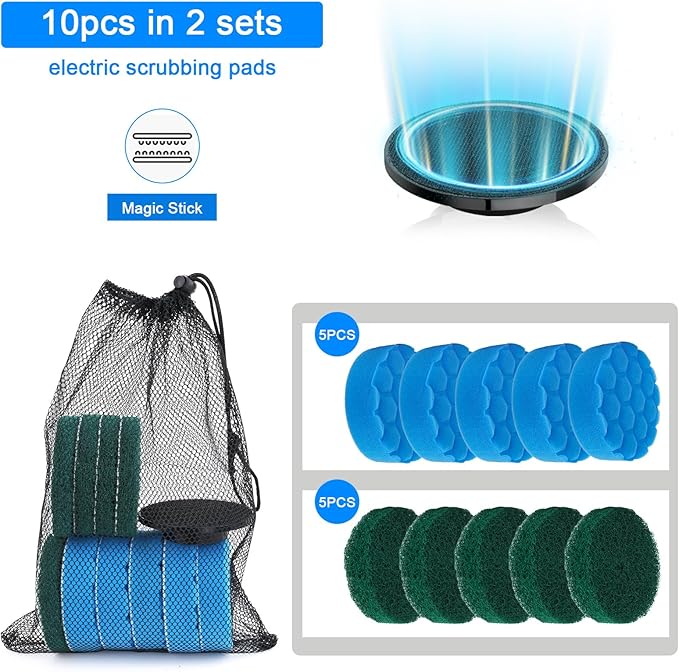 Electric Spin Scrubber Replacement Brush Heads Set, 10 Piece Replacement Brush Cleaning Kit for Cordless Power Scrubber, for Household Cleaning Brushes Kitchen Bathroom Floor Tile Car