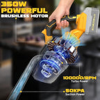 Cordless Vacuum Cleaner Compatible with Dewalt 20V Battery (No Battery), 50kPa 125AW Strong Suction | 5 HEPA Filters | 4-in-1 Nozzle | 65CFM Brushless Handheld Vacuum for Home, Car, Pet (Tool Only)