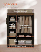 CASAMAYA Portable Closet, 48 Inch Large Capacity Wardrobe Closet, Clothes Storage Organizer with Shelves and Hanging Rod, Easy to Assembly, Black PCT221B01