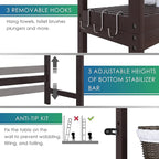 SMIBUY Bathroom Storage Shelf, Bamboo Over-The-Toilet Organizer Rack, Freestanding Toilet Space Saver with 3-Tier Adjustable Shelves (Dark Brown)