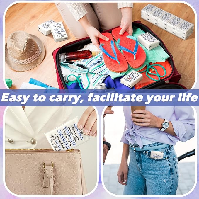 Travel Tissue Packs Bulk Inspirational Pocket Travel Packs Appreciation Individual Tissue for Toilet Wedding Party Daily Use Swag Bag Stuffers Self Care Items Bulk(60 Pcs)