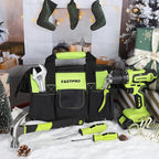 FASTPRO 232-Piece 20V Cordless Lithium-Ion Drill Driver & Home Tool Set, Household Repairing Tools Kit with Drill, 12-Inch Wide Mouth Storage Bag, Green