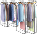 Liuoud Clear Garment Bag for Hanging Clothes 10” Gusseted, (40&50") Suit Bags for Open Closet Storage Plastic Clothes Cover for Coat, Dress, Shirts, Fur, Jacket, Wardrobe Protectors, 4 Pack