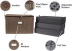 Covermates Keepsakes - Adjustable Zip-Top Storage Box - Configurable FlexGrid Compartments - Heavy Duty Polyester- Reinforced Handles - Stackable Design - Indoor Storage, Brown Heather