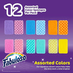 Fabuloso Scratch-Free Kitchen Dish Sponges, Rainbow Cellulose Scrubber Sponge with Scouring Pad for Dishes, Pots, Pans, Counters and Sinks, Tough on Messes, 4.25 x 2.75 x 1.25 in, 12 Count