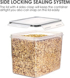 Vtopmart Airtight Food Storage Containers 6 Pieces - Plastic BPA Free Kitchen Pantry Storage Containers for Sugar,Flour and Baking Supplies - Dishwasher Safe - Include 24 Labels, Black