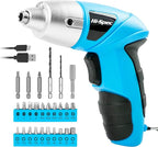 Hi-Spec Small Electric Screwdriver, Mini Drill Set, Rechargeable 3.6V Cordless Screwdriver with 26 Driver Bits, Power Tool for Small Projects & Home Use, Blue