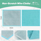 Orighty Multipurpose Wire Dishwashing Rag 12 Pcs, Upgraded Double-Layer Non-Scratch Wire Dish Cleaning Cloths, Kitchen Reusable Steel Scrubber, Powerful Dishcloth Rag for Cookware, Multicolor, 7"x8"