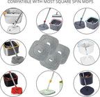 True & Tidy® 2-Pack 9 inch Extra Thick Microfiber Pad Refill for SPIN-800 TrueClean Mop & Bucket Square, Compatible with M16 and Most Square Spin Mop and Bucket, Machine Washable up to 100x