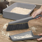 Small Broom and Dustpan Set, Hand Mini Dust-Pan and Brush, Handheld Portable Compact, 1 Piece, Gray