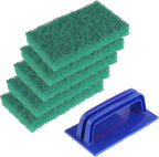 5 Pack Electric Cleaning Brush Pad Kitchen Bathroom Household Cleaning Pad Swimming Pool Wall Cleaning Brush Heavy Duty Griddle Scrubber Scouring Pad and 1 Pack Handle kit(Green)