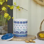 Bico Blue Talavera Ceramic Air Tight 9 inch Cookie jar, for holding coffee, powder, tea, spices, Microwave and Dishwasher Safe