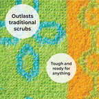 Skoy Scrub, 1-piece Reusable, Non-Scratching Dish Scrubber for Kitchen and Household Cleaning, Planet-Friendly, Dishwasher Safe Soft Scrub, Assorted Colors and Designs