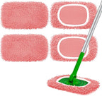 Reusable Microfiber Mop Pads - 4 Pack Washable Wet Pads Refill for Mopping Floors, Pink (Mop is not Included)