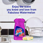 Ajax Ultra Liquid Dish Soap with Fabuloso Watermelon Scent, Fights Grease and Stuck-On Stains, Deep Cleaning Action, Mess-Free, Easy-Flip Cap, 52 fl oz Bottle (Pack of 2)