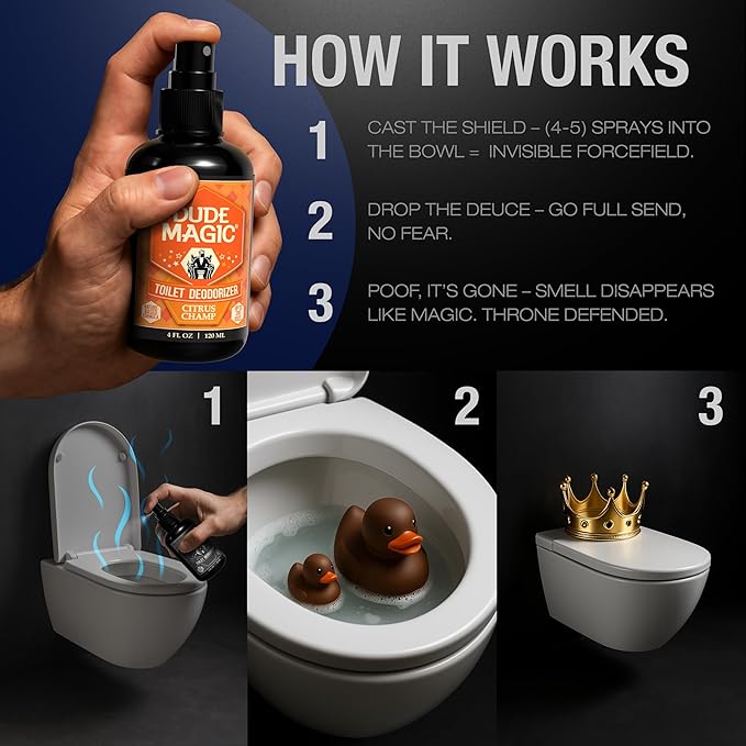 Toilet Deodorizing Spray | Natural Before You Go Toilet Spray | Pre-Poop Bathroom Odor Eliminator with Essential Oils | Travel Size Bathroom Air Freshener | Citrus Champ 4oz