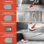 JEHONN Shower Cleaning Brush, Tub Tile Scrubber with Telescopic 51 inches Long Handle, 4 Scrub Heads for Bathroom Bathtub Floor Baseboard Sink Toilet