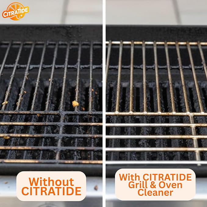 CITRATIDE Grill & Oven Cleaner Spray – Heavy Duty Plant-Based Citrus Degreaser Cleans and Degreases BBQ Cooking Grates and Racks, Pellet and Electric Smokers– Non-Toxic, USA Made (32 fl oz)