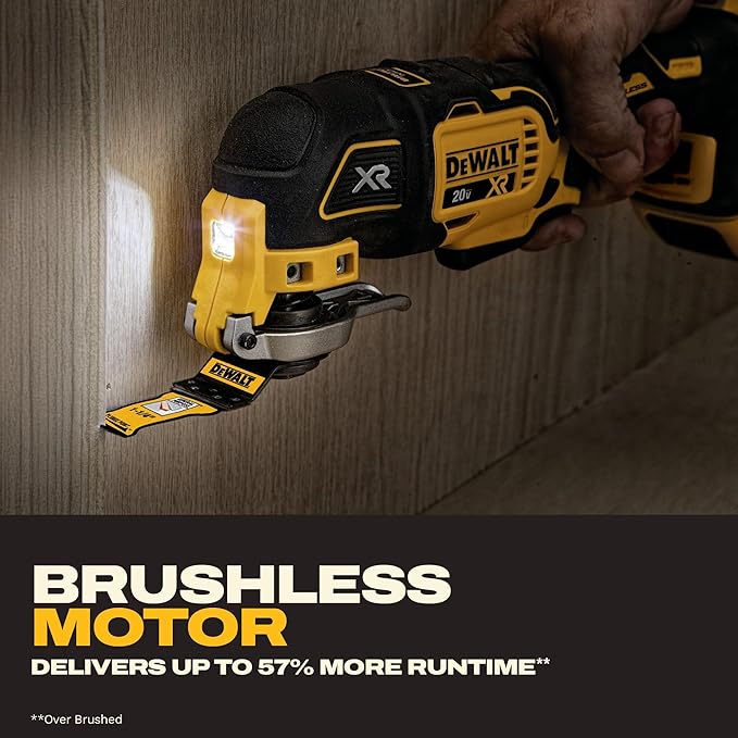 DEWALT 20V MAX XR Oscillating Multi-Tool Kit, Oscillating Tool Accessories, Cordless, 3-Speed, Quick Blade Change, Sand Paper, Blades, Battery and Charger Included (DCS356D1)