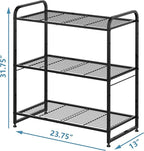 Simple Trending 3-Tier Stackable Wire Shelving Unit Storage Rack, Expandable & Adjustable Kitchen Storage Cabinet Shelf Organizer, Black