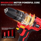 TEENO 20V MAX Power Tool Combo Kit, 10 Tool Cordless Power Tool Set with 2 Batteries, Charger, and Tool Box Included, Brushless Combo Kit for DIY, Home Improvement, and Yard Work