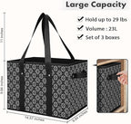 WISELIFE Reusable Grocery Bags [3 Pack],Large Grocery Tote Bag Water Resistant Shopping Bags Foldable Grocery Bag for Clothes,Shoes and Picnic,Black