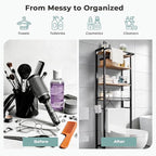 GRUSIGN Over-The-Toilet Storage Shelf, 4-Tier Bathroom Organizer Shelf, Freestanding Space Saver Shelves Over Toilet with Adjustable Shelf for Bathroom, Brown