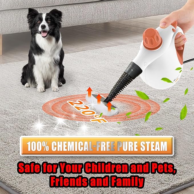 ETL-Certified Handheld Steam Cleaner - 221℉ 3.5 Bar Pressure, Chemical-Free Multi-Surface Cleaner for Kitchen, Bathroom, Car - Heats in 3-5 Mins