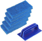 5 Pack Electric Cleaning Brush Pad Kitchen Bathroom Household Cleaning Pad Swimming Pool Wall Cleaning Brush Heavy Duty Griddle Scrubber Scouring Pad and 1 Pack Handle kit(Blue)