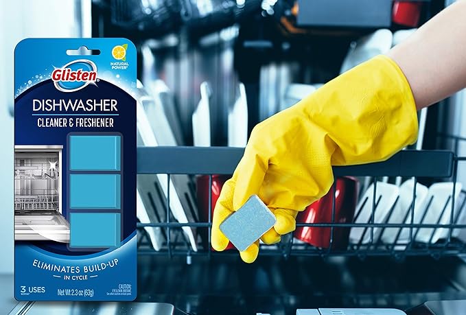 Glisten DT0312T Dishwasher Cleaner & Freshener, 3 Tablets, Clear, 3 Count