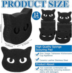 Tioncy 12 Pack Black Cat Sponges Bulk Dual Sided Scrubber Sponges Dishwashing Non Scratch for Cat Kitchen Accessories Dish Scouring