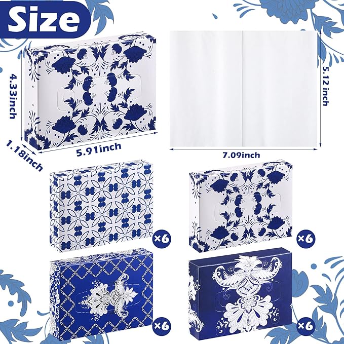 Yinder 24 Packs 960 Sheets Tissue Cube Car Facial Boxes Disposable Facial Travel Tissues Holder for Car 2 Ply 40 Sheets for Household Kitchen School Bathroom (Retro)