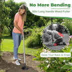 Weed Puller Tool with Long Handle, 60" Weed Remover Tool, 2 in 1 Weed Rake & Garden Hoe for Weeding, Weeder Tool with Detachable Handle, Uprooting Weeding Tool for Yard, Lawn, Patio, Garden