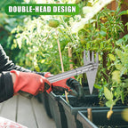 Dual Headed Hoe Garden Tool, Adjustable Long Handle Weed Puller, Stainless Steel Hoe Cultivator and Weed Rake Gardening Tool, for Gardening Planting, Weeding, Digging, Loosening Soil