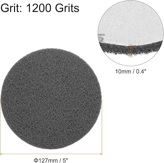 HARFINGTON 20pcs Scrubber Scouring Pads 1200 Grits 5 Inch Drill Power Brush Hoop and Loop Surface Conditioning Disc Drill Scuffing Disc Scrub Pads for Home Kitchen Cleaning, Light Grey