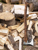 27.8" Splitting Axe, Wood Splitting Axe with Lichtenberg Pattern Wood Handle, 1065 High Carbon Steel Chopping Axes with Leather Sheath and Sharpening Stone for Chopping Firewood