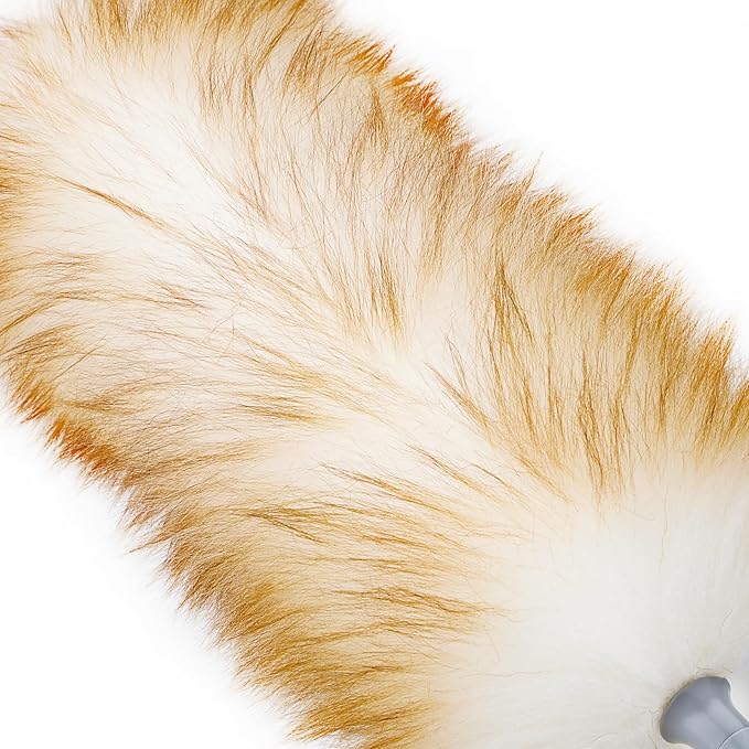 Lambswool Duster with Extension Pole up to 88.58 in, Natural Feather Dusters Long Handle Stainless Steel, Fluffy Feather Duster for Cleaning High Floor Ceiling Fans, Window Blinds Shelves, Furniture