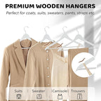 Edergoo Wooden Hangers 30 Pack, Smooth Wood Hangers with 360° Swivel Hook & Notches, Slim Coat Hanger Wooden for Closet, White