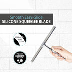 Better Living Deluxe Shower Squeegee, Multi-Purpose Silicone Squeegee Blade with Storage Hook, Rust-Proof Heavy Duty Window, Glass Shower Door Scrubber, Windshield Wiper, 10", Chrome