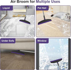 Broom with Dustpan Combo Set and Silicone Air Broom Kit, 51" Long Handle Floor Squeegee, Purple Household Kit for Glass Window Rugs Pet Hair Home