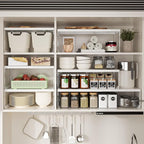 Jojocross Adjustable Stackable Metal Storage Shelf Organizer - Expandable Wire Rack with Perforations for Kitchen, Pantry, Bathroom, Cabinet & Office-Compact, Durable & Sturdy (1PACK/Medium/White)