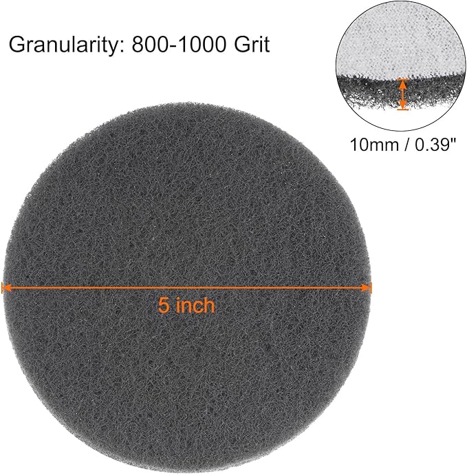 HARFINGTON 10pcs Drill Power Brush 5 inch Tile Scrubber Scouring Pads 800-1000 Grit for Bathroom Kitchen Household Cleaning
