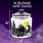 Silver Buffalo Disney Tim Burton Nightmare Before Christmas Moon Hill Graveyard Scene Jack Skellington and Sally Glass Cookie Snack Candy Jar with Lid (Small)
