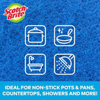 Scotch-Brite Zero Scratch Scouring Pad, Effective + Gentle Dish Scrubber for Household Cleaning, 2 Scrub Pads for Dishes, Nonstick Pots and Pans, Glass, Tubs, Showers, Reusable & Durable